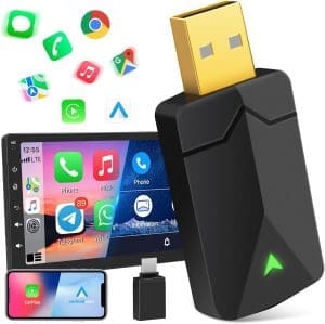 2-in-1-Wireless-Android-Auto- und Carplay-Wireless-Adapter, wandelt kabelgebundenen in Wireless-Carplay-Dongle um, mit Typ-C-Adapter, einfaches Plug & Play, Mini und stabil, WLAN 5,8 GHz, unterstützt iOS 10+ und Android 11+