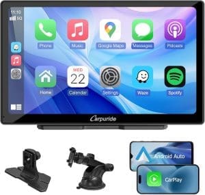 2024 CARPURIDE C98 9-Zoll-CarPlay-Bildschirm für das Auto, kompatibel mit kabellosem/kabelgebundenem CarPlay, Android-Auto- und Mirror-Link – Bluetooth-Audio, Navigation, Siri, FM, AUX