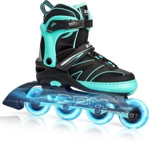 2PM SPORTS Größen Verstellbar Inliner für Kinder, Mädchen Jungen Inline Skates mit leichten Rollschuhen für Damen/Herren Youngster Anfänger