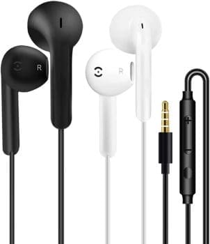 2er-Pack kopfhörer In Ear Kopfhörer mit Kabel Ohrhörer mit Mikrofon und Lautstärkeregler Headset mit 3,5 mm Klinkenstecker Kopfhörern für iPhone Samsung Huawei Android Smartphone Laptop MP3-Player