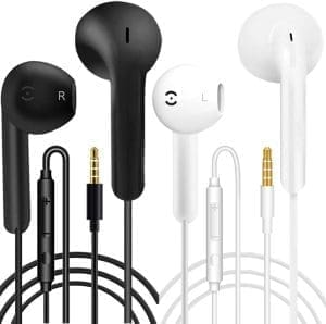 2er-Pack kopfhörer mit Kabel in Ear kopfhörer Kabel Ohrhörer mit Mikrofon und Lautstärkeregler Headset mit 3,5 mm Kopfhörern für Telefon Samsung Huawei Android Smartphone Laptop MP3-Player