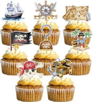 32 Stück Piraten Kuchendeko Pirat Mottoparty Deko Pirat Muffin Deko für Piratenparty Kindergeburtstag Muffin Deko Junge Kuchendeko Geburtstag