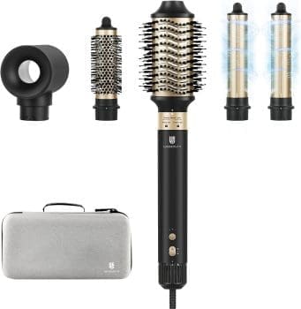 (5 in 1) Air Styler & Föhnbürste, (110.000 RPM) webeauty Hochtouriger Negativ-Ionen-Haartrockner schnell trocknend, Warmluftbürsten-Set mit Auto-Air Locken, Volumizer, Rundbürstenföhn, Glätteeisen