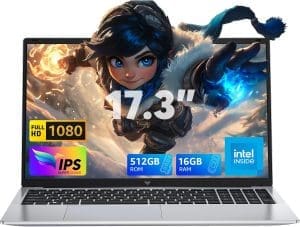 ACEMAGIC 17,3 Zoll Laptop,16GB DDR4 512GB SSD Notebook,N-97 Prozessor bis zu 3,6GHz Laptop Computer,WiFi, BT5.0, 3*USB3.2,180° Öffnen und Schließen