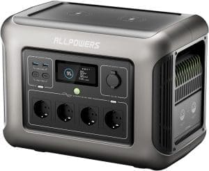 ALLPOWERS R1500 Tragbare Powerstation, 1152Wh LiFePO4 Batterie mit 1800W (3000W Spitze) AC Ausgang Solargenerator, 43dB Leise Betrieb Mobile Notstromversorgung für Garten Party Reise Camping Wohnmobil