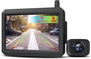 AUTO-VOX W7 5“ LCD Kabelloses digitales Rückfahrkamera-Set, mit eingebautem Funksender, kabellose Einparkhilfe, wasserdichte IP68 Nachtsicht