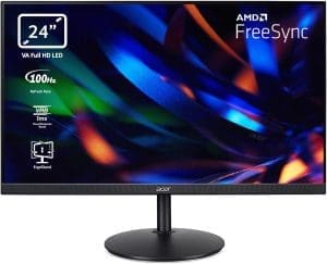 Acer CBA242YH Monitor 23,8 Zoll (60 cm Bildschirm) Full HD, 100Hz HDMI, 75Hz VGA, 4ms (GTG), HDMI 1.4, VGA, höhenverstellbar, drehbar, FreeSync, Schwarz