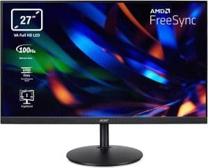 Acer CBA272H Monitor 27 Zoll (69 cm Bildschirm) Full HD, 100Hz HDMI, 75Hz VGA, 4ms (GTG), HDMI 1.4, VGA, höhenverstellbar, drehbar, FreeSync, Schwarz