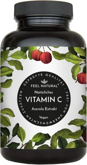 Acerola Kapseln - Natürliches Vitamin C Hochdosiert - 180 Vegane Kapeln im 6 Monatsvorrat - Ohn UnerWündte Zusätze - Laborgeprüft, Vegan und in Deutschland Produzerert