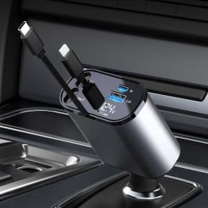 Aimtel Einziehbares Autoladegerät, Zigarettenanzünder, USB-C-Autoladegerät, Handy-Ladegerät, Auto, kompatibel mit iPhone, Autoladegerät, iPhone16/16 Pro Max/15/14/13/AirPods/Galaxy S24/S23/Google Pixel9/8