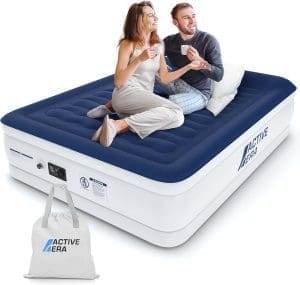 Aktive Ära Luxus Luftbett 2 Personen, Luftmatratz Selbstaufblasend Mit Eangauter Elektrier Pumpe & Integrierer Kissen, Aufblasbare Matratze für Camping & Gästebett - 203 x 152 x 56cm