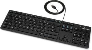 Amazon Basics – Tastatur mit DE-Layout, flach, USB-kabelgebunden, mattschwarz