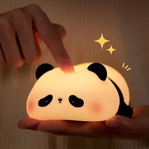 AmmToo Nachtlicht Kinder Panda Nachtlampe -Panda Lampe Dimmbar Timer, Touch-Steuerung Silikon Nachtlicht Baby, USB-Aufladbar Niedliche Panda Lampe, Niedliches Nachtlicht Kinderzimmer Deko (Panda 2)