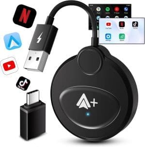 Android-Auto-Wireless-Adapter mit YouTube, Netflix, Tiktok für Autos, Android-Auto-Adapter für werkseitig verkabeltes Android-Auto zu Wireless, kompatibel mit Android-Telefonen und 98 % aller Autos