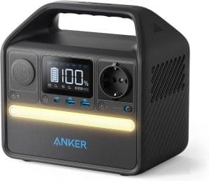 Anker 521 Tragbare Powerstation mit LiFePO4 Akku, 256Wh, 5 Anschlüssen, 300W Leistung (Max. 600W), 230V Steckdose, 60W USB-C PD, für Outdoor