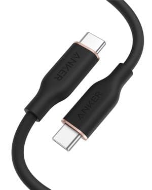 Anker PowerLine III Flow, USB-C Ladekabel 100W 180cm, Typ-C Kabel, kompatibel mit MacBook Pro 2020, iPad Pro, iPad Air, Galaxy S20, Pixel, Switch, LG (in Nachtschwarz), kompatibel mit Smartphone