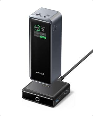 Anker Prime Power Bank, 27,650 mAh (250 W) Power Bank with 100 W Charging Station, 3-Port Power Bank, with App, Compatible with MacBook Pro/Air, iPhone 15/14/13 Series, Samsung, Dell, AirPods, and