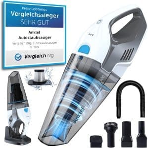 Anktel Handstaubsauger Testsieger 14,8V 9700Pa mit Ladestation Handstaubsauger Akku Beutellos Nass&Trocken mit Waschbar HEPA-Filter Handsauger Kabellos Staubsauger für Auto, Haus -PowerClean2300-