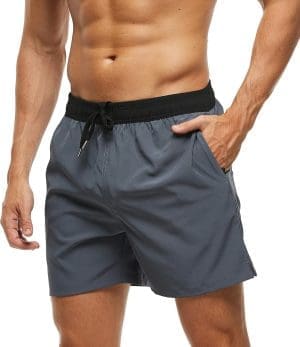 Arcweg Badehose für Herren mit Reißverschlusstasche Atmungsaktive Wasserabweisend Badeshorts Männer Trainingsshorts Elastisch Verstellbar Mit Tunnelzug Meshfutter