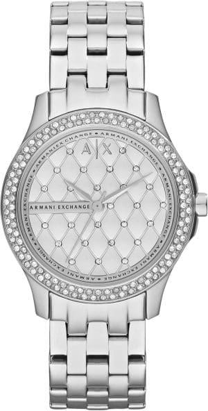 Armani Exchange Edelstahl-Damenuhr mit drei Zeigern und 36-mm-Gehäusegröße