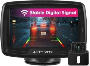 Auto-Vox CS2 Wireless Digital Backup Camera Kit, Stable Signal Transmission, 1/3CMOS Colour Sensor, Mirrored Camera Picture, 4.3 Inch Monitor, Super Night Vision, Parking Aid to Choose From