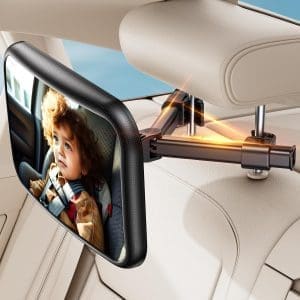 Autospiegel Baby Rücksitzspiegel: Spiegel Auto Baby Rücksitz mit Hakenclip, 100% bruchsicher & 360° drehbarer Rücksitzspiegel, Babyspiegel Erstausstattung & Autozubehör für Autokopfstützen