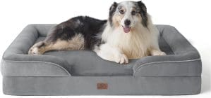 BEDSURE orthopädisches Hundebett Ergonomisches Hundesofa - 106x80 cm Hundecouch mit eierförmigem Kistenschaum für große Hunde, waschbar rutschfeste Hundebetten, grau