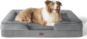 BEDSURE orthopädisches Hundebett Ergonomisches Hundesofa - 97x71 cm Hundecouch mit eierförmigem Kistenschaum für große Hunde, waschbar rutschfeste Hundebetten, grau