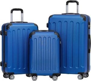 BEIBYE 2045 Zwillingsrollen 3tlg. Reisekoffer Koffer Kofferset Trolleys Hartschale in 14 Farben (Blau)