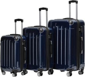 BEIBYE Zwillingsrollen 2048 Hartschale Trolley Koffer Reisekoffer in ML-XL-Set in 17 Farben (Dunkel Blau, Set)