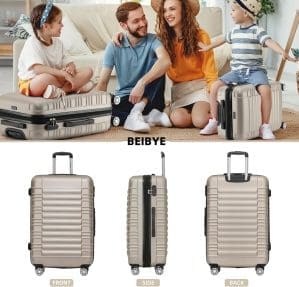 BEIBYE Zwillingsrollen Reisekoffer Koffer Trolleys Hartschale ML-XL-Set (Champagner, M)