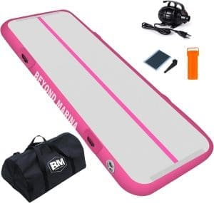 BEYOND MARINA Turnmatte Aufblasbar, Air Matte Track, Air Tracking Matte, 3m 4m 5m 6m Gymnastikmatte Tumbling Matten 10/20cm hoch mit Pumpe für Zuhause, Trainingsmatte, Fitnessmatte, Yogamatte