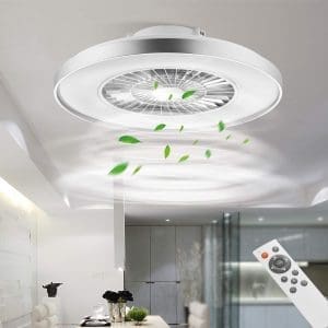 BKZO moderne LED-Deckenleuchte mit Ventilator, Deckenventilator mit Lampe, 24 Lüftungsgeschwindigkeiten, mühelose Lichtdimmung, für Wohnzimmer, Schlafzimmer, Büro, 3000-5500 K, silberner Rahmen