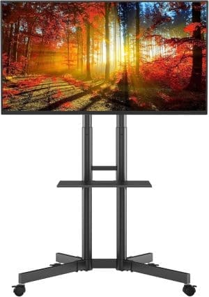 BONTEC TV Ständer mit Rollen TV Wagen Fernsehständer Höhenverstellbar für 32-85 Zoll LCD LED OLED Plasma Flach & Curved Fernseher bis zu 60KG, Max VESA 600x400 mm