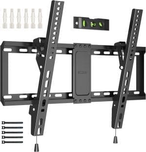 BONTEC TV Wandhalterung, Neigbare Halterung für 37-82 Zoll Flach & Curved LED/LCD/OLED/Plasma Fernseher, Max VESA 600 x 400 mm, 60 kg Kapazität, Einfache Installation