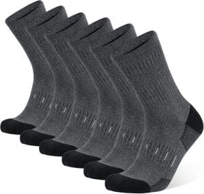 BUDERMMY Socken Herren 43-46 39-42 Wandersocken Crew Sportsocken Gepolstert Trekkingsocken Baumwolle Atmungsaktive Laufsocke Arbeitssocken