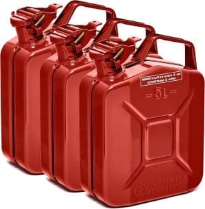 BW® Kraftstoffkanister Metall Benzinkanister 3x 5 Liter - Rot - RAL 3000 - TÜV-geprüft und UN-Zulassung - Hergestellt in Europa