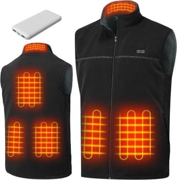 Beheizbare Weste, Heizweste für Damen Herren, Beheizte Jacke mit 12000mAh Powerbank, Microfleece Heizjacke, USB Wärmeweste mit 3 einstellbaren Temperatur, 6 Heizzone, Wärmejacke Winter Kleidung mit Akku