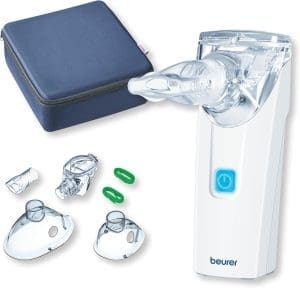 Beurer IH 55 Inhalator, Mesh-Vernebler mit Schwingmembran-Technologie, batteriebetrieben und leise, Selbstreinigungsfunktion, zur Behandlung der oberen und unteren Atemwege, kurze Inhalationszeit