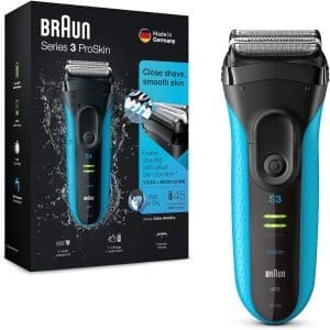 Braun Series 3 ProSkin Herren-Elektrorasierer mit Präzisionstrimmer, wiederaufladbarer und kabelloser Elektrorasierer, Valentinstagsgeschenk für Ihn, 3040s, Schwarz/Blau