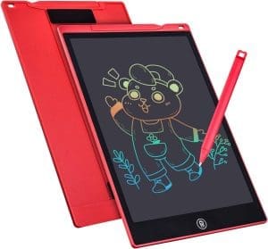 Bunte LCD Schreibtafel 12 Zoll, LCD Writing Tablet Elektronischer Tablette Grafiktablet Digitaler Zeichenblock, Kinderspielzeug FÜR 3-12 Jahre Alte Mädchen (rot)