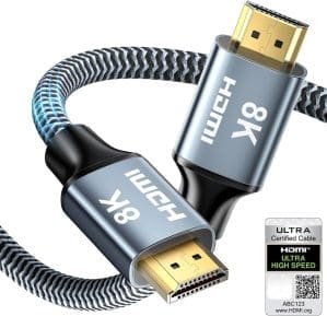 CABNEER 8K HDMI 2.1 Kabel 0,5m, HDMI Kabel Hoch Geschwindigkeit 48Gbps 8K@60Hz 4K@120Hz 2.2/2.3 für Dolby eARC HDCP HDR, Kompatibel mit HDTV, Laptop etc