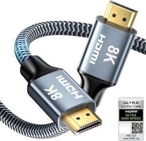 CABNEER 8K HDMI 2.1 Kabel 1m, HDMI Kabel Hoch Geschwindigkeit 48Gbps 8K@60Hz 4K@120Hz 2.2/2.3 für Dolby eARC HDCP HDR, Kompatibel mit HDTV, Laptop etc