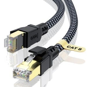 CABNEER Cat 8 Ethernet Kabel 5M, 40Gbps Netzwerkkabel Hochgeschwindigkeits 2000MHz S/FTP Ethernet Kabel, Gigabit RJ45 Nylon Geflochtenes LAN Kabel, Patchkabel für PS5/4 Router Modem