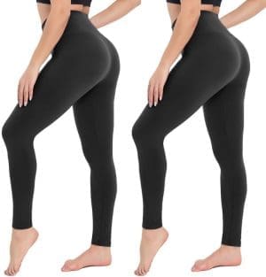 CAMPSNAIL 2er Pack Leggings Damen Schwarz- High Waist Sportleggins Blickdichte Sporthose für Gym Yoga