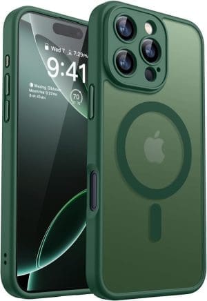 CANSHN für iPhone 16 Pro Hülle mit Kameraschutz für Magsafe (TOP Militärschutz & Magnetkraft) Extrem Haltbarkeit Hülle iPhone 16 Pro Case Stoßfest, Dunkelgrün