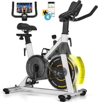 CHAOKE Heimtrainer Fahrrad mit App, 2025 Leiser Hometrainer mit Magnetwiderstand, Verstellbarem Sitz und Griff, LCD-Ergometer, Stationäres Fitnessbike mit großem Tablet-Halter, Bis 150KG