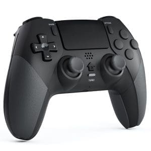 CHEREEKI Controller für PS4, Bluetooth-Controller mit 2 programmierbaren Tasten, Wireless Gamepad mit Doppelter Vibration, 6-Achsen-Gyro-Sensor, Touchpad, Integrierter Lautsprecher