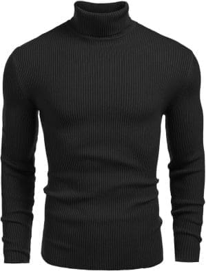 COOFANDY Herren Rollkragen Pullover Langarmshirt Feinstrick Sweater Rollkragen Freizeit Slim fit Basic Männer Pullover