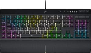 CORSAIR K55 RGB PRO XT Kabelgebundene Membrantastatur – IP42 Staub- und Spritzwassergeschützt – 6 Makro-Tasten mit Elgato-Integration – iCUE-kompatibel – QWERTZ DE – PC, Mac, Xbox – Schwarz